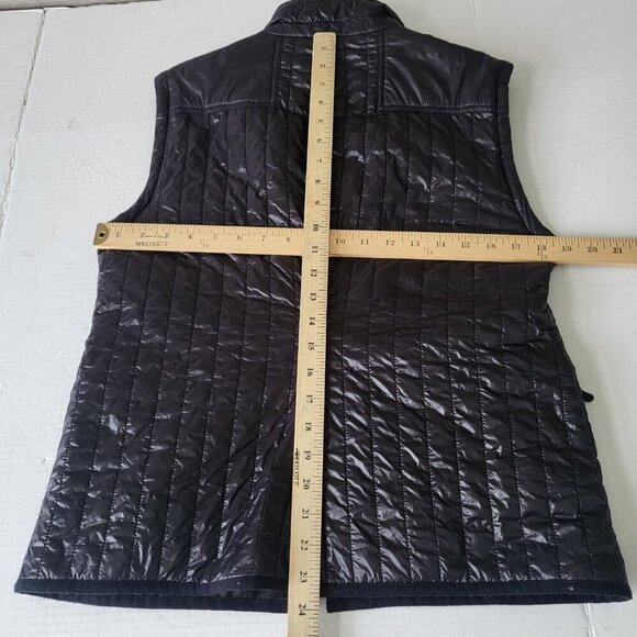 Michael Kors Black Quilted Shiny Puffer Vest Size M Full Zip Pockets High Collar - Picture 13 of 13